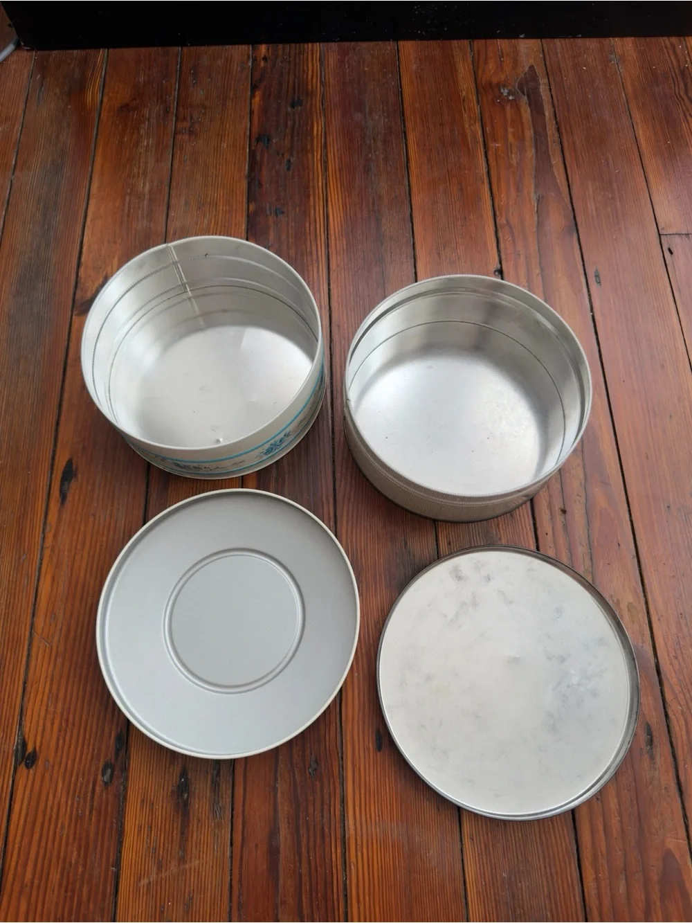 Vintage Floral Metal Cookie Tins - Pair